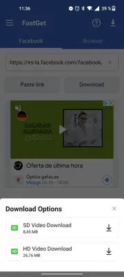 Video downloader for Facebook android App screenshot 1