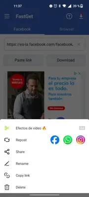 Video downloader for Facebook android App screenshot 2